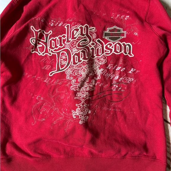 Harley-Davidson Red Zip-Up Hoodie with White Graphic - Picture 4 of 5